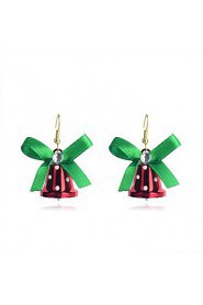 Lureme Fashion Christmas Bowknot Red Small Bell Anez Alloy Drop Earrings