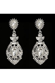 Vintage Women's Earrings Crystal Zircon Diamond Silver Earring For Wedding Bridal