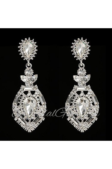 Vintage Women's Earrings Crystal Zircon Diamond Silver Earring For Wedding Bridal