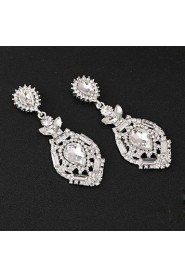 Vintage Women's Earrings Crystal Zircon Diamond Silver Earring For Wedding Bridal