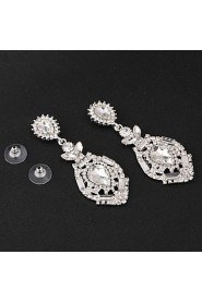 Vintage Women's Earrings Crystal Zircon Diamond Silver Earring For Wedding Bridal