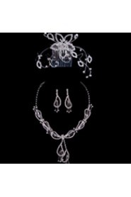 Fashion Alloy Wedding/Party Jewelry Set With Rhinestone