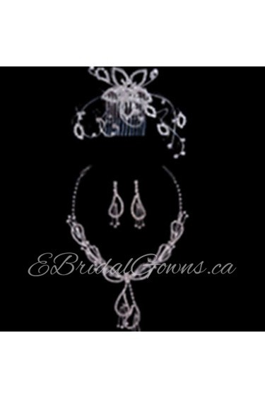 Fashion Alloy Wedding/Party Jewelry Set With Rhinestone