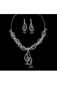 Fashion Alloy Wedding/Party Jewelry Set With Rhinestone