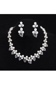 Flower style Women's Cubic Zirconia/Alloy/Imitation Pearl Wedding/Party Jewelry Set With