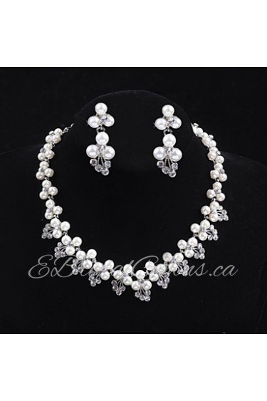 Flower style Women's Cubic Zirconia/Alloy/Imitation Pearl Wedding/Party Jewelry Set With