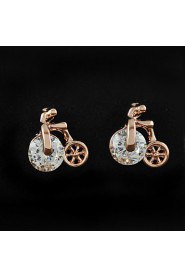 Women's Earring of Unique Bicycle Style Earrings With Austria Crystal Ziconia Studs Brincos