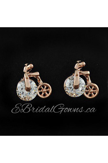 Women's Earring of Unique Bicycle Style Earrings With Austria Crystal Ziconia Studs Brincos