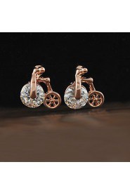 Women's Earring of Unique Bicycle Style Earrings With Austria Crystal Ziconia Studs Brincos