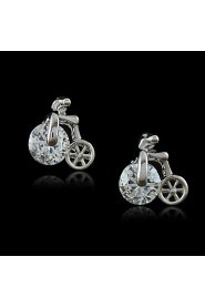 Women's Earring of Unique Bicycle Style Earrings With Austria Crystal Ziconia Studs Brincos