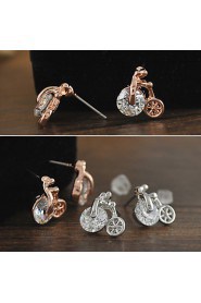 Women's Earring of Unique Bicycle Style Earrings With Austria Crystal Ziconia Studs Brincos