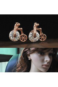 Women's Earring of Unique Bicycle Style Earrings With Austria Crystal Ziconia Studs Brincos