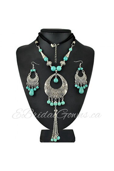 Jewelry Set Women's Gift / Party / Daily Jewelry Sets Alloy Turquoise Earrings / Necklaces Black / Silver / Blue