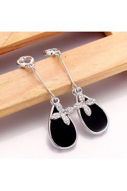 Fashion Drop Shape Tin Alloy White Gold Plated Czech Drill Earring(Gold,Rose Gold,White Gold)(1Pr)