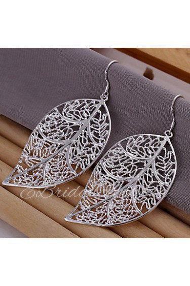 Simple Leaf Shape Silver Plated Foreign Trade Earring(Silver)(1Pair)