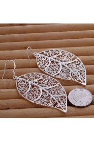 Simple Leaf Shape Silver Plated Foreign Trade Earring(Silver)(1Pair)