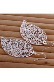 Simple Leaf Shape Silver Plated Foreign Trade Earring(Silver)(1Pair)