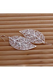 Simple Leaf Shape Silver Plated Foreign Trade Earring(Silver)(1Pair)