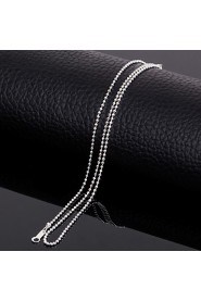 18k Silver Plated 17 Inch (43cm)2mm Width Titanium Steel Bead Shape Chain Necklace Accessories for Women Men