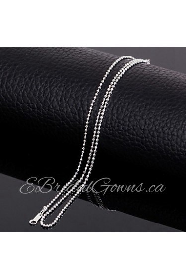 18k Silver Plated 17 Inch (43cm)2mm Width Titanium Steel Bead Shape Chain Necklace Accessories for Women Men