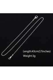 18k Silver Plated 17 Inch (43cm)2mm Width Titanium Steel Bead Shape Chain Necklace Accessories for Women Men