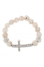 Cross Imitation Ivory Turquoise Diamond Ball Bracelet