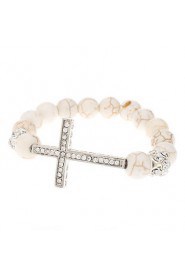 Cross Imitation Ivory Turquoise Diamond Ball Bracelet