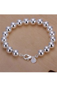 Fashion Brass Silver Plated With 10mm Hollow Beads Women's Bracelet