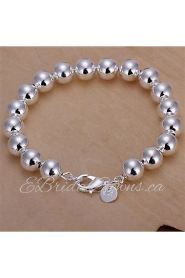 Fashion Brass Silver Plated With 10mm Hollow Beads Women's Bracelet