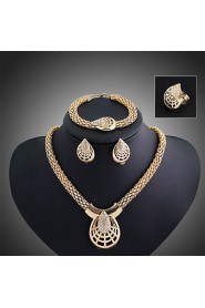 Gold-plated Fashion romantic heart line(Including Necklace, Earring, Bracelet, Ring) Jewelry Sets