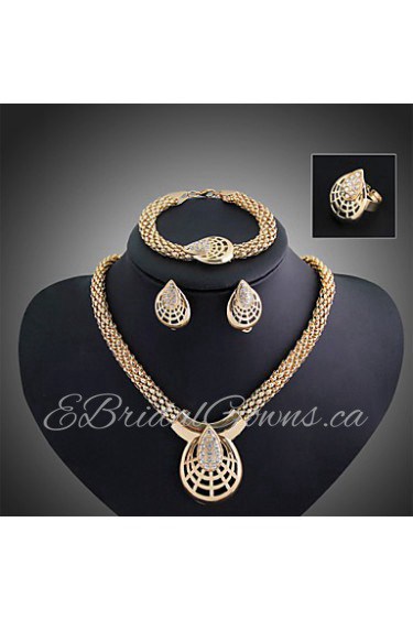 Gold-plated Fashion romantic heart line(Including Necklace, Earring, Bracelet, Ring) Jewelry Sets