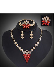 Gold-plated Fashion romantic heart line(Including Necklace, Earring, Bracelet, Ring) Jewelry Sets