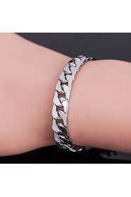 Men's 18k Silver Plated 10mm Width 8 Inches (21cm)Titanium Steel Chain Bracelet