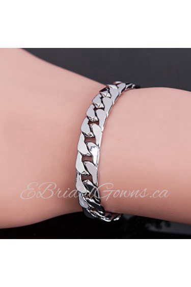 Men's 18k Silver Plated 10mm Width 8 Inches (21cm)Titanium Steel Chain Bracelet