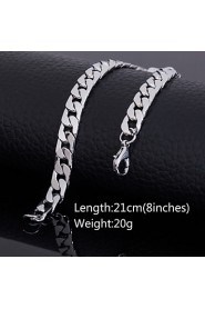 Men's 18k Silver Plated 10mm Width 8 Inches (21cm)Titanium Steel Chain Bracelet