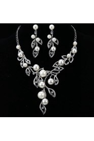 Flower style Women's Cubic Zirconia/Alloy/Imitation Pearl Wedding/Party Jewelry Set With