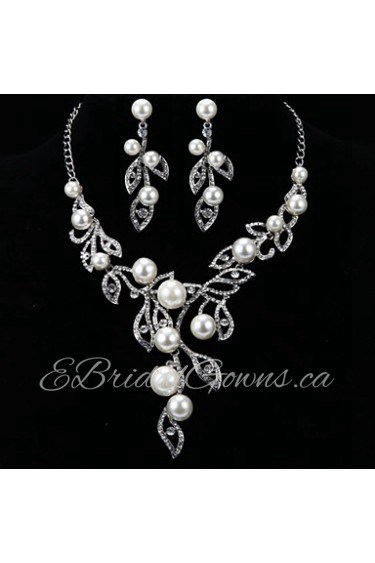 Flower style Women's Cubic Zirconia/Alloy/Imitation Pearl Wedding/Party Jewelry Set With