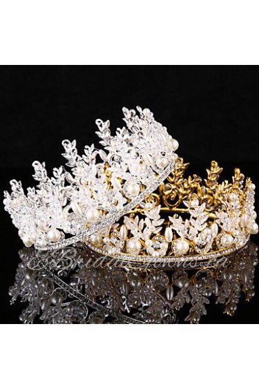 Bride's Rhinestone Imitation Pearl Forehead Wedding Crown Tiaras Headwear 1 Pieces