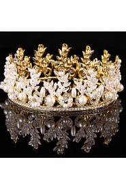 Bride's Rhinestone Imitation Pearl Forehead Wedding Crown Tiaras Headwear 1 Pieces