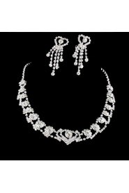 Wedding Bridal Bridesmaid Crystal Necklace Earrings Jewelry Set