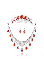 Ladies'/Women's Alloy Wedding/Party Jewelry Set With Diamond Red