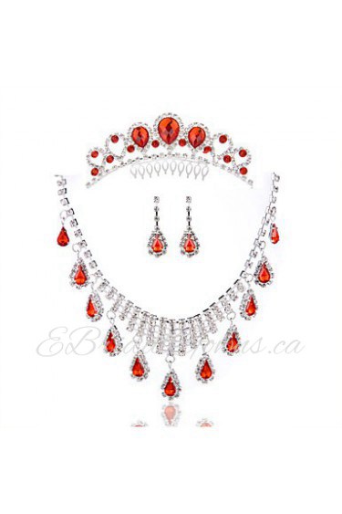 Ladies'/Women's Alloy Wedding/Party Jewelry Set With Diamond Red