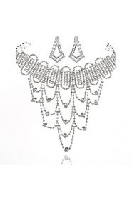 Luxurious Ladies'/Women's Alloy Wedding/Party Jewelry Set With Rhinestone