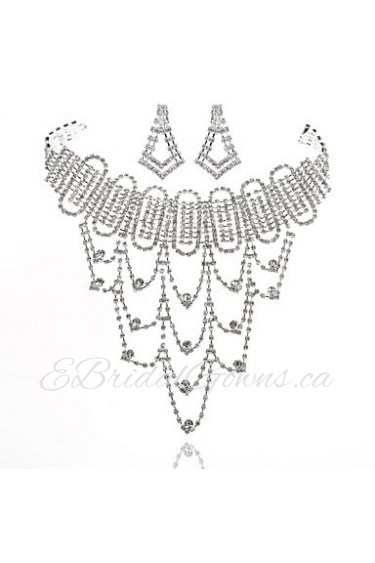 Luxurious Ladies'/Women's Alloy Wedding/Party Jewelry Set With Rhinestone