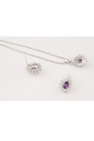 European Style Fashion Boutique Sweet Shiny Zircon Drop Earrings Necklace Set