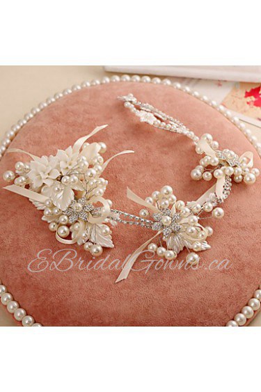 Women's Pearl / Rhinestone / Alloy Headpiece-Wedding / Special Occasion Headbands 1 Piece White Round