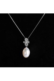 Jewelry Set Women's Special Occasion Jewelry Sets Sterling Silver Pearl Necklaces / Earrings Silver