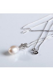 Jewelry Set Women's Special Occasion Jewelry Sets Sterling Silver Pearl Necklaces / Earrings Silver