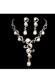 Jewelry Set Women's Anniversary / Wedding / Engagement Jewelry Sets Cubic Zirconia / Imitation Pearl / Alloy Necklaces / Earrings Silver