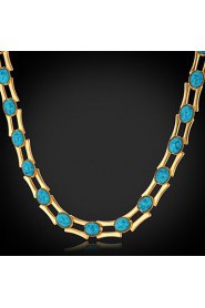 Turquoise Stone Necklace Chain 18K Real Gold Platinum Plated Turkey Stone Exquisite Jewelry Gift for Women